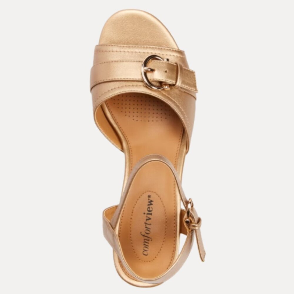 comfortview Women Size 12W Gold The Arielle Sandal NEW